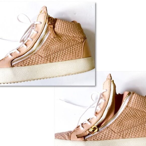 GIUSEPPE ZANOTTI Blush Pink Snake Embossed Leather Sneakers, Size 38EU - Picture 11 of 13